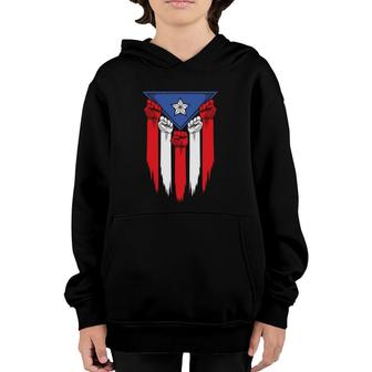 Boricua Fists Puerto Rico Flag Proud Puerto Rican Youth Hoodie | Mazezy
