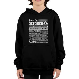 Born In October Libra Funny Birthday Gift Youth Hoodie | Mazezy