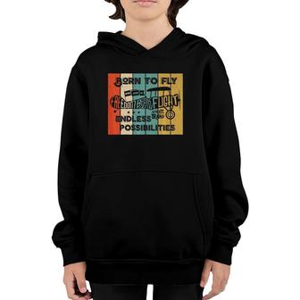 Born To Fly Vintage Retro Style Air Plane Pilot Sky Fan Gift Premium Youth Hoodie | Mazezy