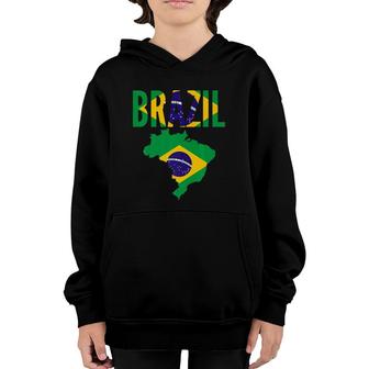 Brazilian Gift Brazil Country Map Flag Premium Youth Hoodie | Mazezy