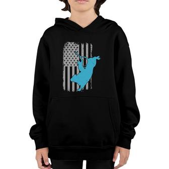 Bull Riding Rodeo Vintage American Flag Youth Hoodie | Mazezy