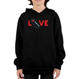 California Love State Outline Of California In The Word Love Youth Hoodie | Mazezy