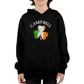 Campbell Irish Family Name Irish Flag Shamrock Youth Hoodie | Mazezy