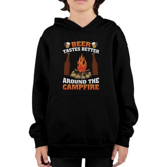 Camping Beer Tastes Better Around The Campfire Beer Mugs Bottles Youth Hoodie | Mazezy