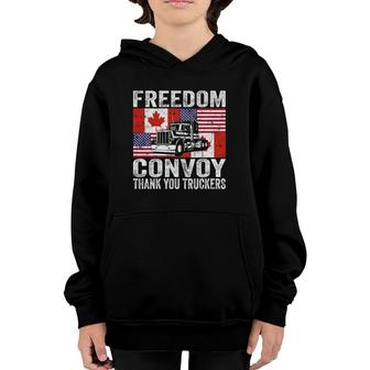 Canada Flag American Flag Truckers Freedom Convoy 2022 Youth Hoodie | Mazezy