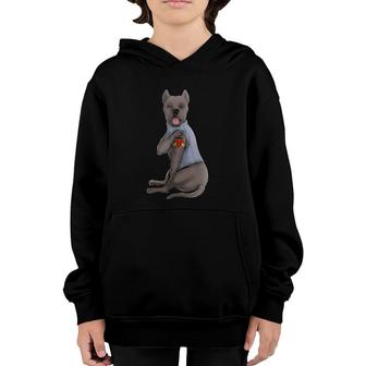 Cane Corso I Love Mom Tattoo Dog Funny Mother's Day Gift Youth Hoodie | Mazezy