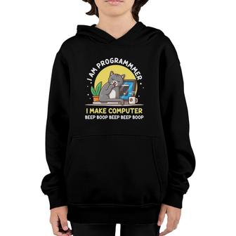 Cat Programmer Programming Coder Coding Computer Pc It Gift Youth Hoodie | Mazezy