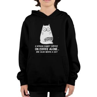 Cats 365 Funny Women Coffee And Cat Youth Hoodie | Mazezy