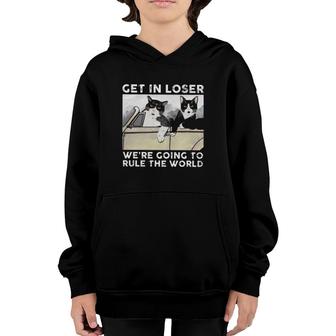 Cats Driving Car Get In Loser We're Going To Rule The World Youth Hoodie | Mazezy UK