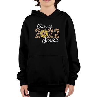 Class Of 2022 Senior Graduation Leopard Sunflower Vintage Pullover Youth Hoodie | Mazezy