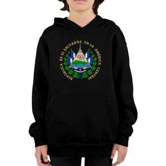 Coat Of Arms Of El Salvador Salvadoran Distressed Design Youth Hoodie | Mazezy