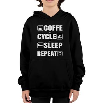 Coffee Lovers Mtb Cycling Coffee Cycle Sleep Repeat Youth Hoodie | Mazezy