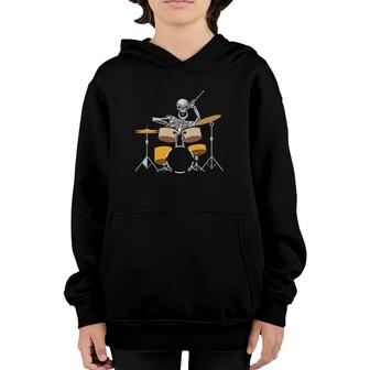 Cool Skull Playing Drums And Proud To Be A Drummer Youth Hoodie | Mazezy