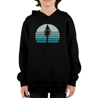 Cool Vintage Tree & Retro Sunset 80S Outdoor Graphic Youth Hoodie | Mazezy