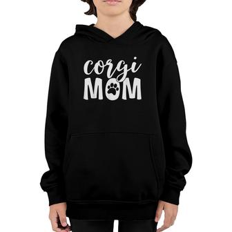 Corgi Mom Women Mother Paw Print Dog Lover Youth Hoodie | Mazezy