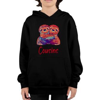 Cousins Two Hugging Sloths Polygon Style Youth Hoodie