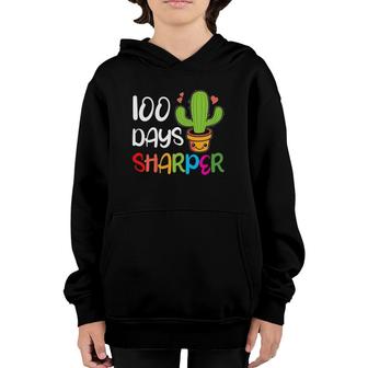 Cute 100 Days Sharper Cactus Teacher 100Th Day Of School Youth Hoodie | Mazezy