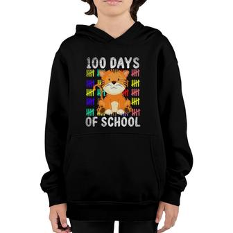 Cute Animal Tiger Asia Cute Student Gift 100 Days Of School Youth Hoodie | Mazezy