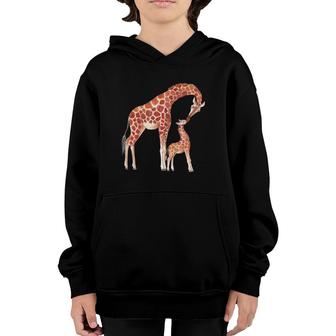 Cute Awesome Giraffe Mother And Baby Calf Youth Hoodie | Mazezy