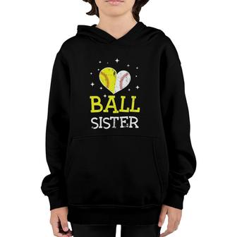 Cute Baseball And Softball Sister Tee Funny Sister Lover Youth Hoodie | Mazezy