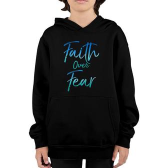 Cute Christian Quote For Women Jesus Saying Faith Over Fear Raglan Baseball Tee Youth Hoodie | Mazezy