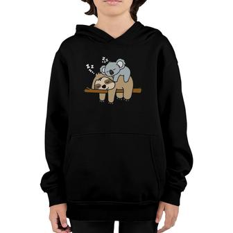 Cute Funny Lazy Sloth With Lazy Koala Mama Bear Napping Mothers Day Gift Youth Hoodie | Mazezy