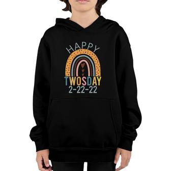 Cute Happy Twosday 2022 Rainbow February 22 2022 Twosday Youth Hoodie | Mazezy