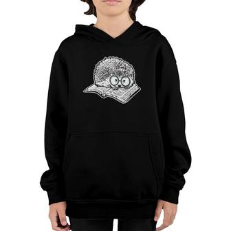 Cute Hedgehog Book Nerd Bookworm Reading Youth Hoodie | Mazezy