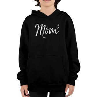 Cute Mother Of 3 Pregnancy Announcement Gift Cute Mom Cubed Youth Hoodie | Mazezy