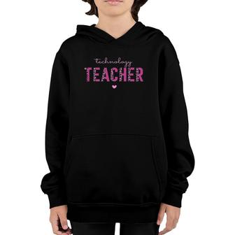 Cute Technology Teacher Tech Stem Pink Leopard Print Cheetah Youth Hoodie | Mazezy