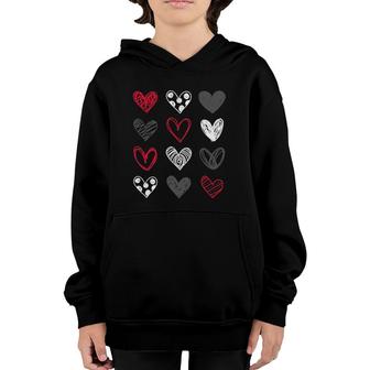 Cute Valentine's Day Hearts Fall In Love Youth Hoodie | Mazezy