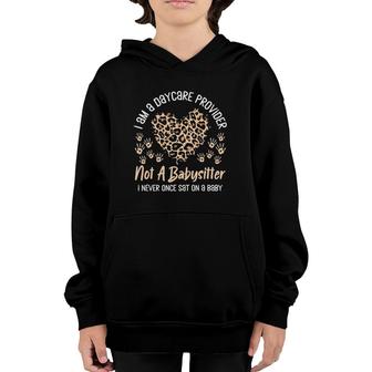 Daycare Provider Teacher Childcare Worker Leopard Heart Fun Youth Hoodie | Mazezy