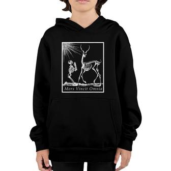 Death Conquers All Vintage Youth Hoodie | Mazezy