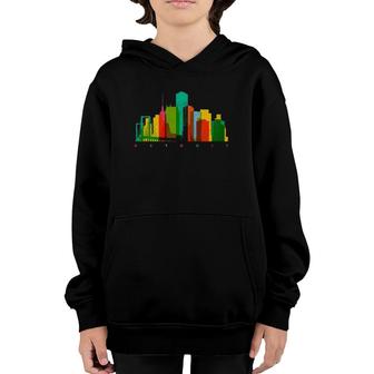 Detroit Skyline Colorful Michigan Motor City Vintage Detroit Youth Hoodie | Mazezy