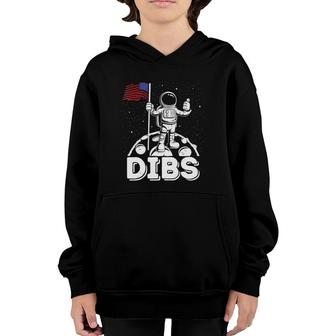 Dibs Flag On Moon Astronaut 4Th Of July Space Youth Hoodie | Mazezy