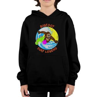 Distressed Bigfoot Surf Legend Surfing Sasquatch Youth Hoodie | Mazezy