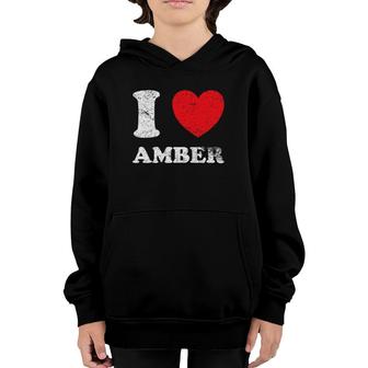 Distressed Grunge Worn Out Style I Love Amber Youth Hoodie | Mazezy UK