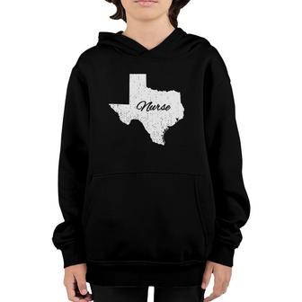 Distressed Nurse Texas Tee Texas Map Youth Hoodie | Mazezy
