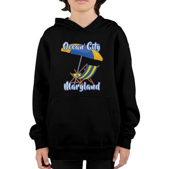 Distressed Ocean City Md Family Beach Vacation Beach Chair Youth Hoodie | Mazezy