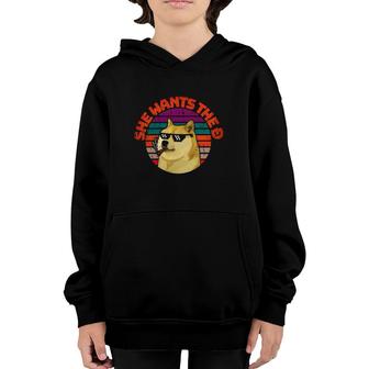 Dogecoin Meme Doge She Wants The D To The Moon Youth Hoodie | Mazezy