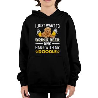 Drink Beer Hang With My Doodle T Goldendoodle Lover Youth Hoodie | Mazezy