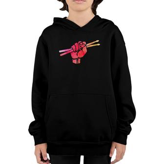 Drummer Gift Fist Drumsticks Lovers Gift Youth Hoodie | Mazezy