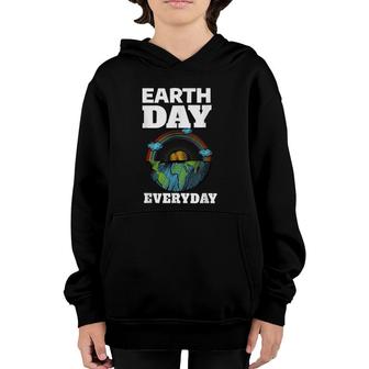 Earth Day Everyday Rainbow Teacher Retro Kids Cute Earth Day Youth Hoodie - Seseable