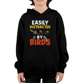 Easily Distracted By Birds Birding Bird Watching Birder Youth Hoodie | Mazezy