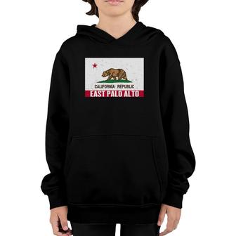 East Palo Alto, California - Distressed Ca Republic Flag Youth Hoodie | Mazezy
