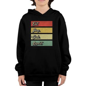 Eat Sleep Code Repeat Funny Coding Retro Vintage Youth Hoodie | Mazezy