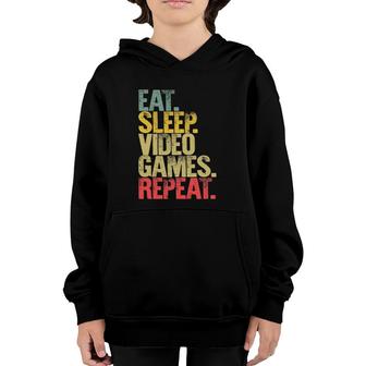 Eat Sleep Repeat Eat Sleep Video Games Repeat Youth Hoodie | Mazezy