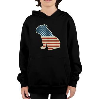 English Bulldog American Flag Dog Lover 4Th Of July Gift Youth Hoodie | Mazezy