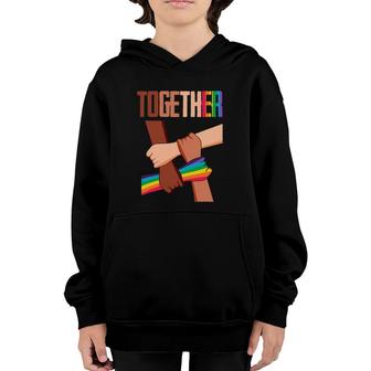 Equality Social Justice Human Rights Together Rainbow Hands Youth Hoodie | Mazezy