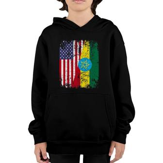 Ethiopian Rootshalf American Flag Ethiopia Youth Hoodie | Mazezy